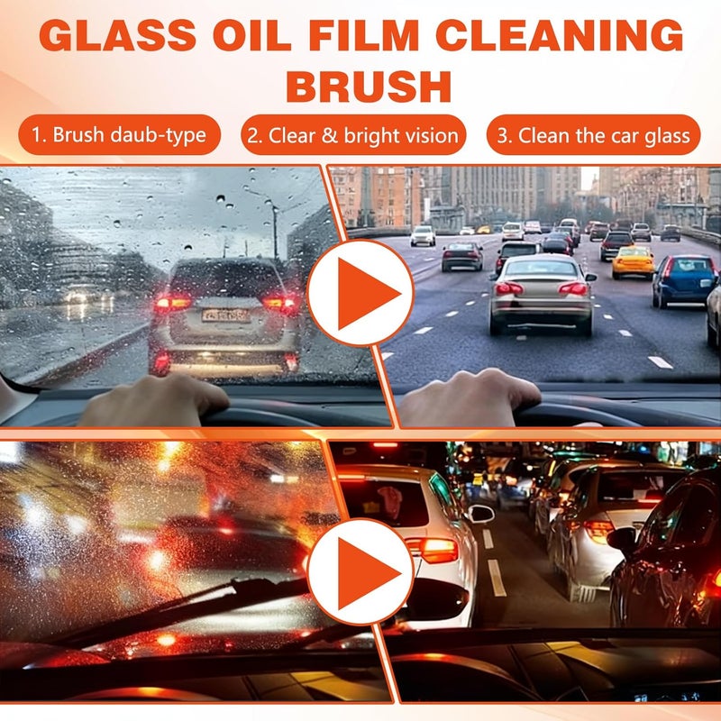 Flaurix 2PCS Glass Oil Film Remover for Car,Roll-On Glass Compound with Cleaning Board,Removes Oil Film & Smudges,Universal Anti-Rain Fog Brush - Image 4